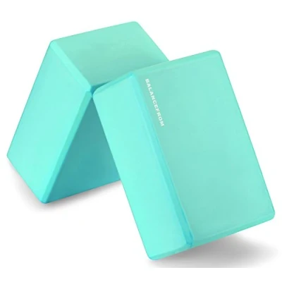 Imagen de BalanceFrom GoYoga Set de 2 bloques yoga alta densidad, 22,86 x 15,24 10,16 cm cada uno [la versión más nueva] (verde)