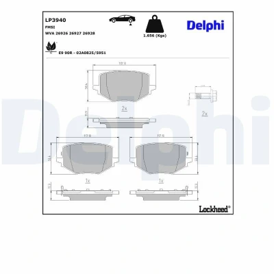 Imagen de DELPHI LP3940 Juego de pastillas freno con avisador acústico desgaste Chapa antichirridos sin accesorios