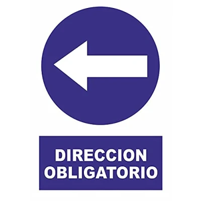 Imagen de FERRETELIX® Cartel señal PVC 40 cm x 30 direccion obligatoria izquierda 1 mm espesor