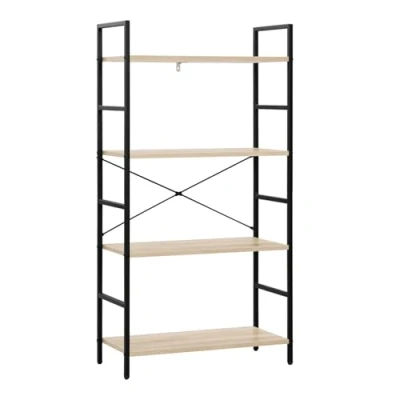Imagen de WOLTU Estantería con 4 Escalera Soporte de la Planta Estante Almacenamianto Madera AceroRoble Claro+ Negro 60x28x116cm RGB9346hei