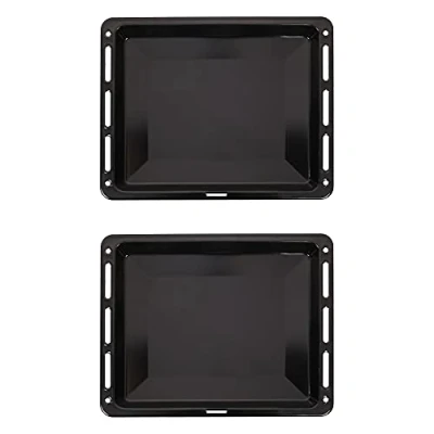 Imagen de ICQN Juego de bandejas horno 460 x 375 30 mm Adecuado para Bosch Siemens Neff Constructa Bandeja goteo doble esmaltada Resistente a los arañazos y sin rosas 46 37,5 cm