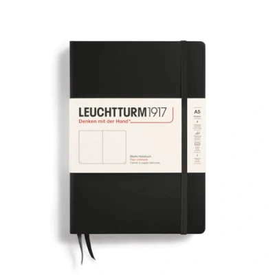 Imagen de LEUCHTTURM1917 311333 Libreta de notas Medium (A5) tapas duras, 251 páginas numeradas, negro, lisa