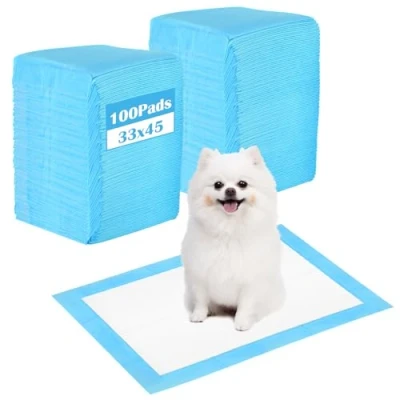 Imagen de 100 unidades Cojines para orinar mascotas, cambiador desechable, 33 x 45 cm, almohadillas desechables entrenamiento, a prueba de fugas