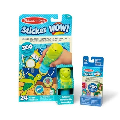 Imagen de Melissa &amp; Doug Sticker WOW Paquete de tortugas mar: Cuaderno actividades 24 páginas, estampador, 500 pegatinas, juguete manualidades para la manipulación, coleccionable, multicolor (50253)