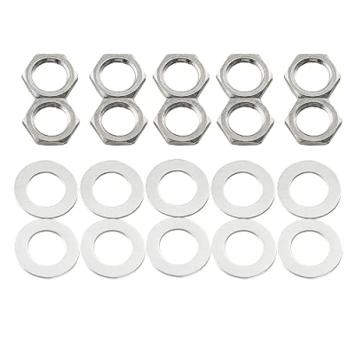 Imagen de Musiclily Basic M8 Tuercas Hexagonales y Arandelas de Acero para Potenciometros Metrico Guitarra Bajo(Set 10)