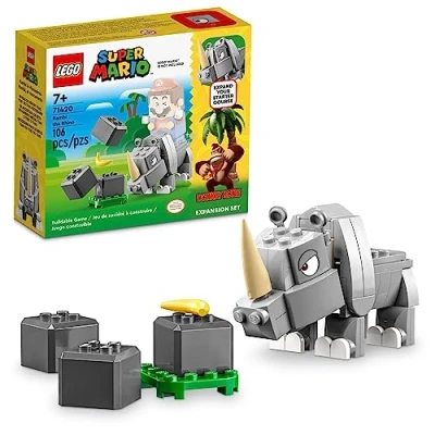 Imagen de LEGO Super Mario Set de Expansión: Rambi, el Rinoceronte, Figura Animal Juguete para Construir y Rocas, Regalo Pequeño Combinar con un Pack Inicial 71420