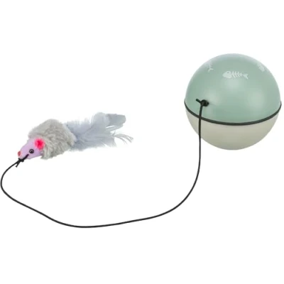 Imagen de Trixie 4564 Pelota con Motor y Ratón Cuerda Pluma, 9 cm