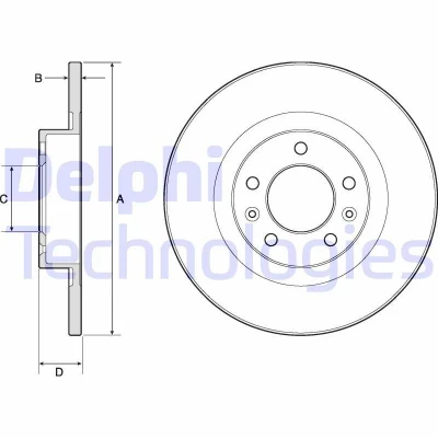 Imagen de DELPHI BG4748C Disco de freno 290 12 5 macizo revestido sin procesar cojinete rueda, anillo sensor ABS PEUGEOT: 508 I Berlina, SW