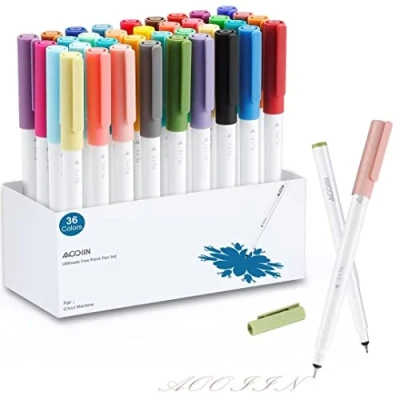 Imagen de AOOIIN bolígrafos de punta fina para Cricut Maker 3/Maker/Explore 3/Air 2, juego 36 rotuladores 0.4 puntas, dibujo máquina