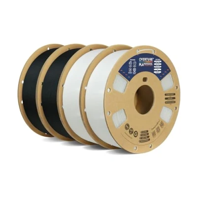 Imagen de OVERTURE PLA Plus (PLA+) Filamento 1.75mm, Premium Más Resistente y Duradero, para Impresoras 3D con Resistencia Profesional, 4kg Carrete de Cartón, +/ 0.02mm (Negro*2+Blanco*2)