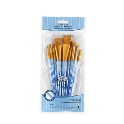 Imagen de Royal &amp; Langnickel RCC 302 Set de brochas planas taklon dorado, 9 piezas