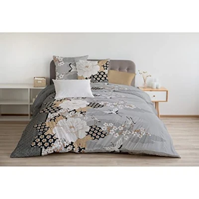 Imagen de Home Linge Passion Funda nórdica 3 Piezas 100% algodón 57 Hilos 2 Personas 240 x 260 cm Gris de Viena Oscuro y Claro