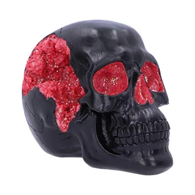 Imagen de Nemesis Now Adorno de Calavera Terror, polirresina, geoda Negra y roja, 17 cm