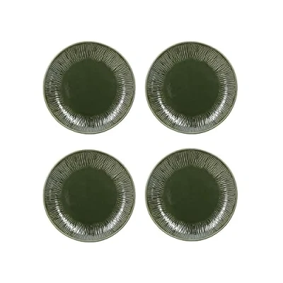 Imagen de Mikasa Jardin Juego de 4 platos gres, redondos, 21,5 cm, en caja regalo, aptos para lavavajillas, color verde