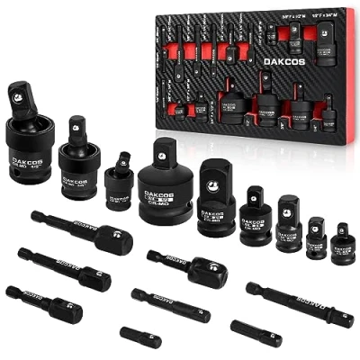 Imagen de DAKCOS Juego de 17 Adaptadores impacto para llaves vaso 1/4&quot; 3/8&quot; 3/4&quot; 1/2&quot;, Reductores Cr Mo