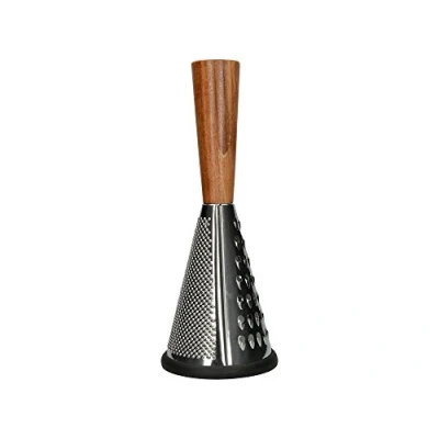 Imagen de Kitchen Craft Recipiente para pequeñas, Estilo cónico, Rallador de Queso con Mango Madera, 11 x 28 cm, 4.5 pulgadas, Acero inoxidable, Color Plateado/Marrón, 28.3 cm