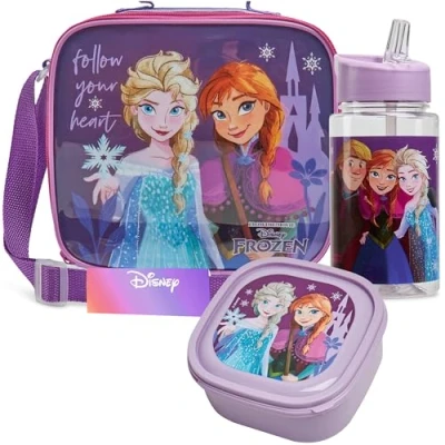 Imagen de Get Trend Disney Frozen Bolsa Termica Porta Alimentos con Fiambrera Infantil y Botella de Agua 400ml Set Almuerzo 3 Piezas Regalo para Niños (Frozen)