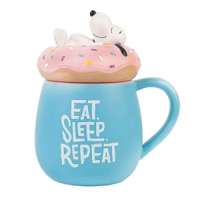 Imagen de Grupo Erik Taza Snoopy 3D con tapa Tazas grande desayuno 500 ml bonitas XL cerámica, originales para regalar