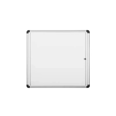 Imagen de Bi Office Boletín Enclore Extra, Superficie magnética en acero lacado, Tablón de anuncios con puerta bisagras para aluminio interior, 748 x 686 mm 6xA4