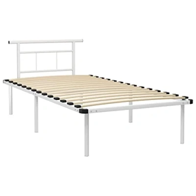 Imagen de vidaXL Estructura de Cama Casa Dormitorio Habitación Robusta Duradera Mobiliario Cómodo Moderna Matrimonial Doble Metal Blanco 100x200 cm