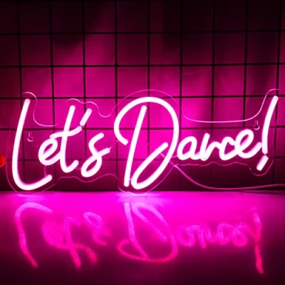 Imagen de Wanxing Letrero de neón con texto en inglés &quot;Let&#039;s Danced&quot; Let&#039;s Dance Neon Light Up Sign Pink Led Word Wedding for Party Bar Accessories, San Valentín y fiesta