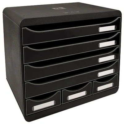Imagen de Exacompta 307714D Módulo individual con 7 cajones para documentos A4 + y 3 estrechos pero altos guardar todos los utensilios de oficina, tope seguridad porta etiquetas 270x355