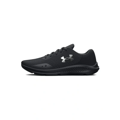 Imagen de Under Armour UA W Charged Pursuit 3, zapatos de deporte para mujer, ligeras y flexibles deportivas color negro/negro/plateado metálico