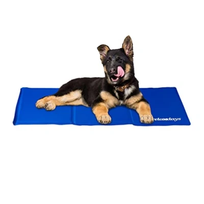 Imagen de Relaxdays Alfombra Perro Refrescante, Cama Refrigeración, Manta Fría, Gato, Poliéster Gel, 1 Ud, 50 x 90 cm, Azul