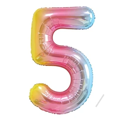 Imagen de Globos de Cumpleãnos 5 Arcoiris,101 CM Globo Numeros Gigantes Grandes Decoracion,Globo Numero 5,Globos Niño Niña Adultos,Vuelan con Helio