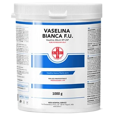 Imagen de AIESI® Vaselina blanca fibrosa pura Ph.Eur. (Tarro de 1 kg), Para uso médico, dermatológico y profesional, Made in Italy