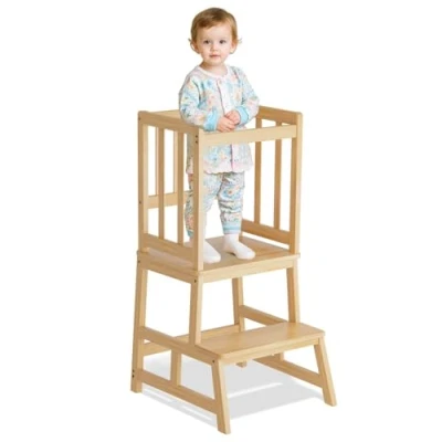 Imagen de COSYLAND Torre de Aprendizaje Montessori para Bebés y Niños, Infantil Certificada por CPC, Estructura Antivuelco Más Estable (Bambú Claro)