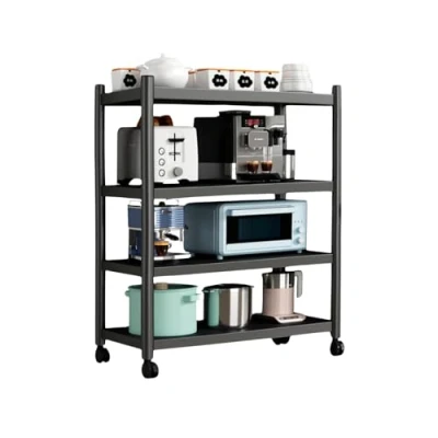 Imagen de Estantería para Almacenaje,Estante con Ruedas, de Pie,Repisa Metálica Multiusos, Mueble Cocina, Baño, Habitación, Garaje, Salón 4 Baldas Almacenamiento.