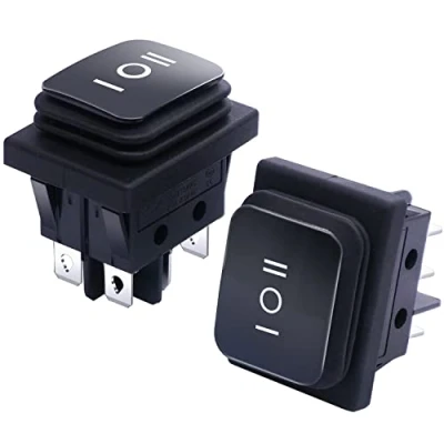 Imagen de Taiss /2 interruptores basculantes impermeables negros 16 A 250 V 20 125 CA 6 pines 3 posiciones ON/Off/ON DPST KCD4 203N BK