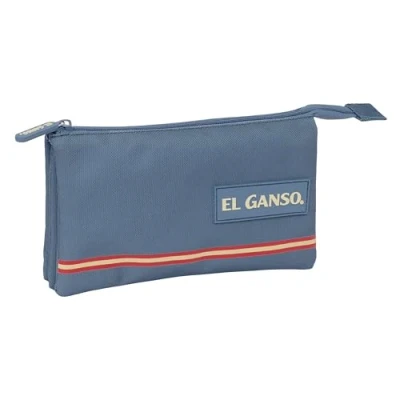 Imagen de Safta EL Ganso Basics Portatodo Triple, Estuche Infantil, Niño, Ideal para Niños en Edad Escolar, Cómodo y Versátil, Calidad Resistencia, 22x3x12 cm, Color Azul