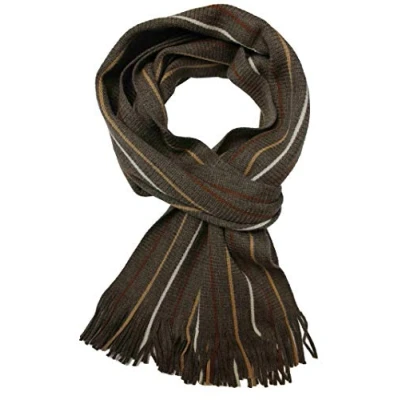 Imagen de Rotfuchs Bufanda de lana punto mujer invierno hombre rayas marrón 180 x 24 cm fabricado en Alemania