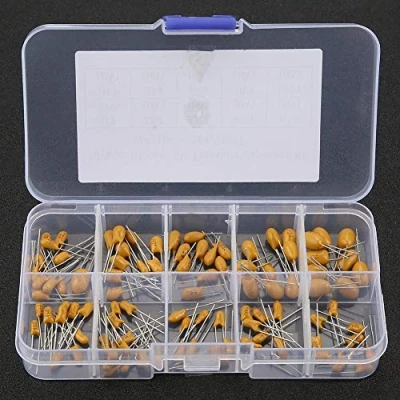 Imagen de 100 Piezas Condensadores, 16V 1 uf Condensadores de tantalio para profesionales o entusiastas la electrónica, 10 valores