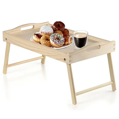 Imagen de KADAX mesa de cama, bandeja desayuno madera pino, 19 x 30 50 cm, plegable, comida para en la auxiliar (natural)