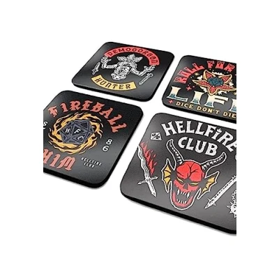 Imagen de Pyramid International Stranger Things Juego de 4 Posavasos Corcho y Regalos Things, Producto Oficial marrón, 10 x cm
