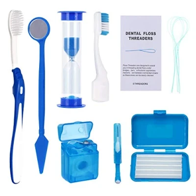 Imagen de kit de limpieza para dientes, cepillo dientes ortodoncia portátil, viaje dental cuidado bucal, interdental, cera dental, caja