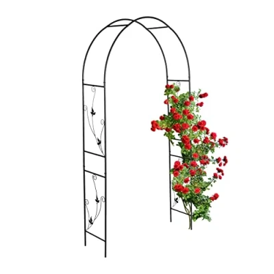Imagen de Relaxdays Arco Jardín Metálico, Tutor Trepadoras, Diseño Vintage, 227 x 135 37 cm, Soporte Plantas Enredaderas, Negro, Hierro