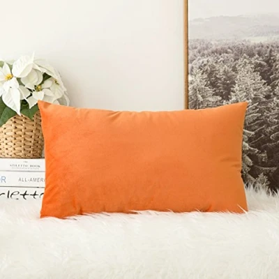 Imagen de MIULEE Terciopelo Funda de Cojine Almohada del Sofá Throw Cojín Decoración Caso la Cubierta Decorativo Almohadas para Sala Estar 30x 50cm 12 x 20 Pulgadas 1 Pieza Naranja