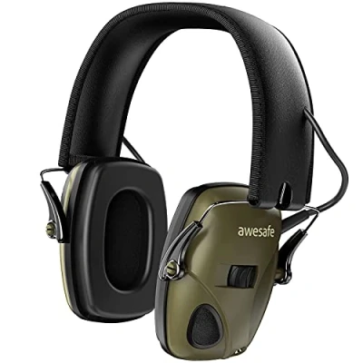 Imagen de awesafe Casco Tiro Auriculares de Caza Plegables Defensores del Oído con Tecnología Cancelación Ruido Protectores Auditivos Especialmente Diseñados para Cazadores y Tiradores Negro
