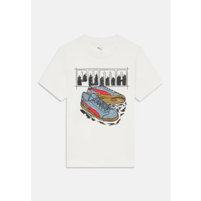 Imagen de Puma Graphic Sneaker TEE Unisex Camiseta estampada para niños, Talla: 15 16a (16), White