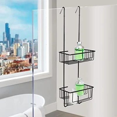 Imagen de kowald Estantería de ducha para mampara color negro gran tamaño XL inoxidable