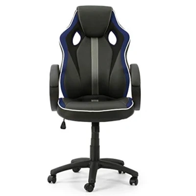 Imagen de VS Venta stock Sillón de Oficina elevable y reclinable Formula tapizado con Piel sintética Tela Rejilla, Color Negro Azul, reposabrazos Acolchado