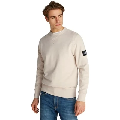 Imagen de Calvin Klein Jeans Badge CREW NECK Sudadera, Hombre, Talla: Small, Oatmeal