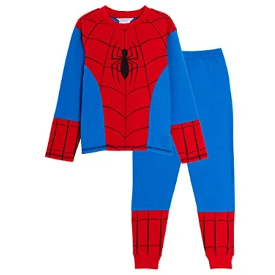 Imagen de Pijama de Spiderman manga larga y pantalón largo para niños, producto oficial Marvel., rojo/azul, 3 4 Years