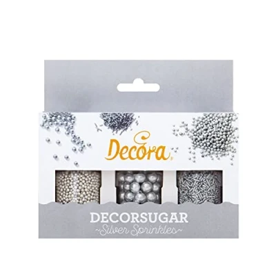 Imagen de Decora Set Miniperlas Y Bastoncitos De Azúcar Plata 85 g