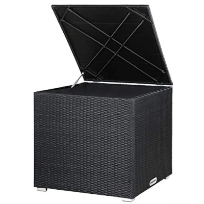 Imagen de CASARIA Baúl Almacenamiento XXL Poliratán Acero 75x75x70cm Intemperie Forro Interior Impermeable