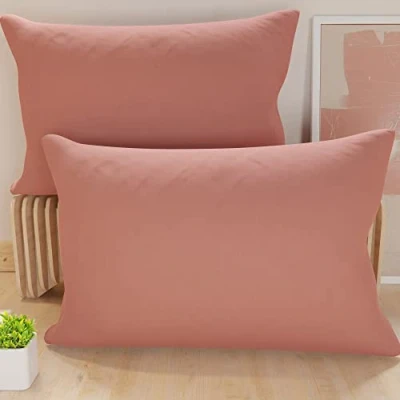 Imagen de PETTI ARTIGIANI ITALIANI Par de Fundas Almohada 80x40 cm, Pareja Funda Cojín Lisas Rosa Empolvado Oscuro, 100% Microfibra Hipoalergénica, Made in Italy